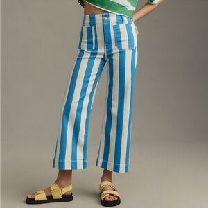 Anthropologie Maeve Blue and White Striped Pants Size 29